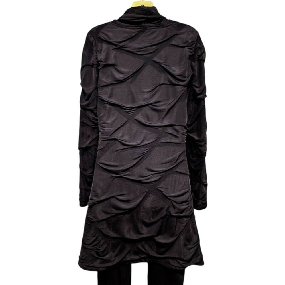 Soft Works Long Sleeve Textured Dress with Cowl Neck, Black, Sz SP - Picture 3 of 4